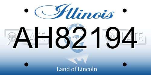 AH82194 Illinois License Plate