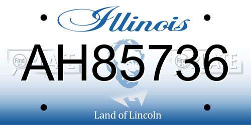 AH85736 Illinois License Plate