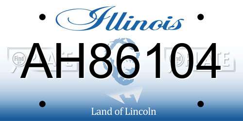 AH86104 Illinois License Plate