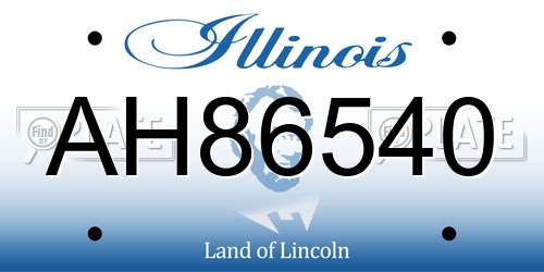 AH86540 Illinois License Plate