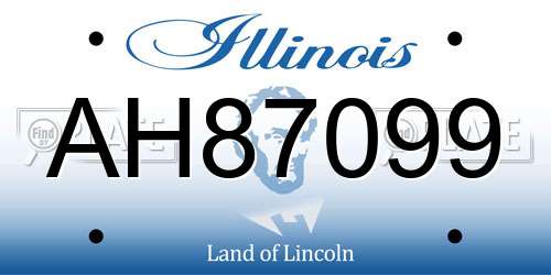 AH87099 Illinois License Plate