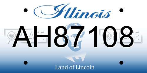 AH87108 Illinois License Plate