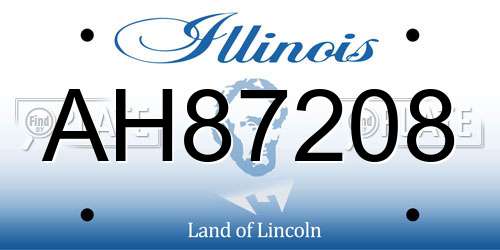 AH87208 Illinois License Plate