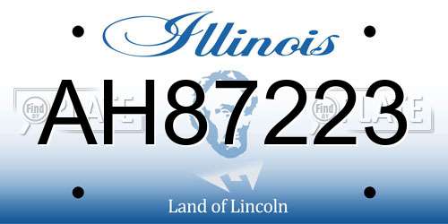 AH87223 Illinois License Plate