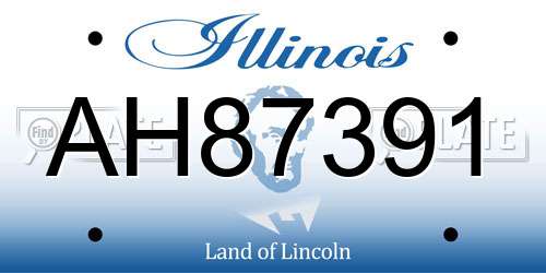 AH87391 Illinois License Plate