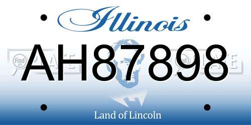 AH87898 Illinois License Plate
