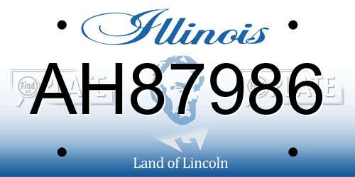 AH87986 Illinois License Plate