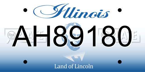 AH89180 Illinois License Plate