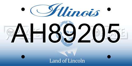 AH89205 Illinois License Plate