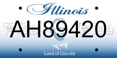 AH89420 Illinois License Plate