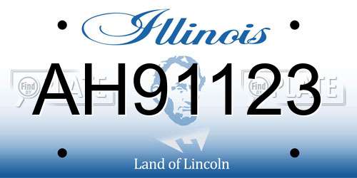 AH91123 Illinois License Plate