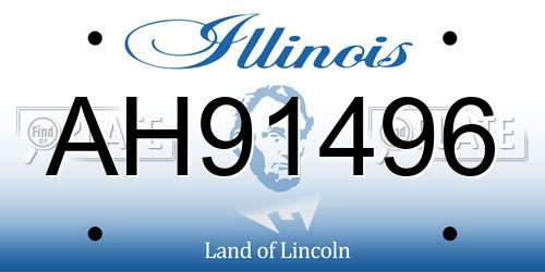 AH91496 Illinois License Plate