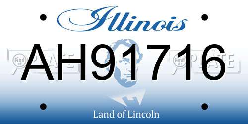 AH91716 Illinois License Plate