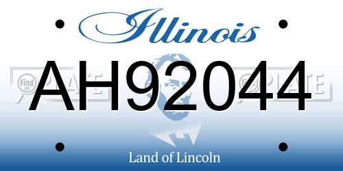 AH92044 Illinois License Plate
