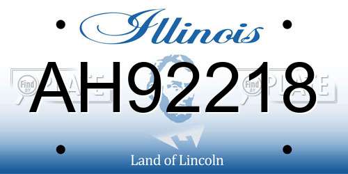 AH92218 Illinois License Plate
