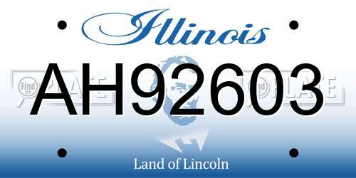 AH92603 Illinois License Plate