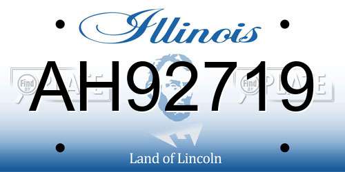 AH92719 Illinois License Plate