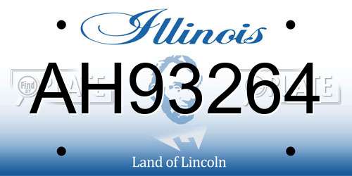 AH93264 Illinois License Plate