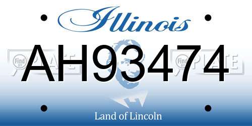 AH93474 Illinois License Plate