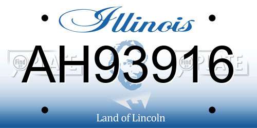 AH93916 Illinois License Plate