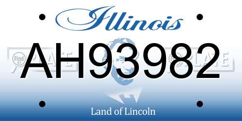 AH93982 Illinois License Plate