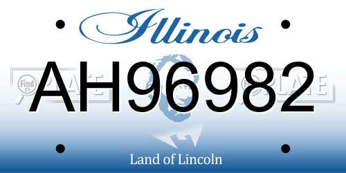 AH96982 Illinois License Plate
