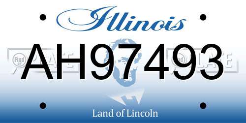 AH97493 Illinois License Plate