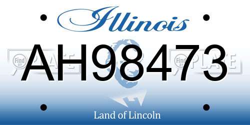 AH98473 Illinois License Plate