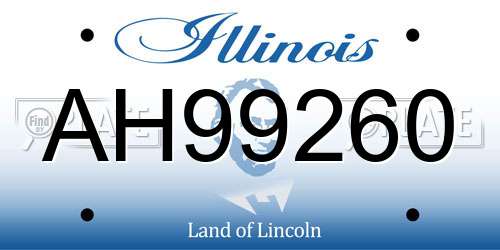AH99260 Illinois License Plate