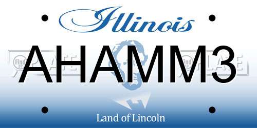 AHAMM3 Illinois License Plate