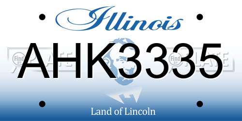 AHK3335 Illinois License Plate