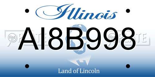 AI8B998 Illinois License Plate