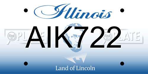 AIK722 Illinois License Plate