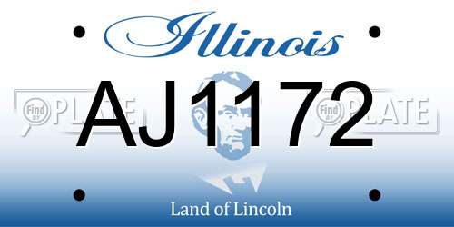 AJ1172 Illinois License Plate