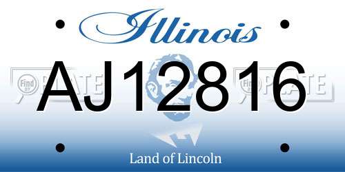 AJ12816 Illinois License Plate