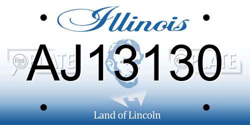 AJ13130 Illinois License Plate