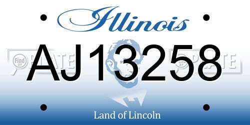 AJ13258 Illinois License Plate