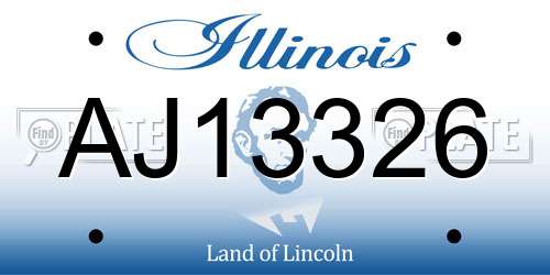 AJ13326 Illinois License Plate