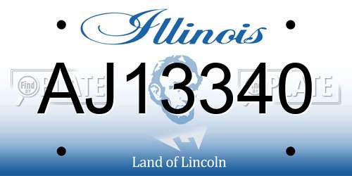 AJ13340 Illinois License Plate