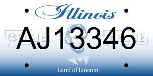 AJ13346 Illinois License Plate