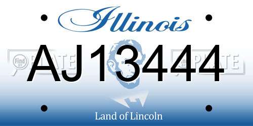 AJ13444 Illinois License Plate