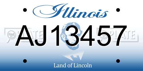 AJ13457 Illinois License Plate