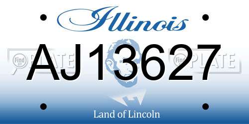 AJ13627 Illinois License Plate