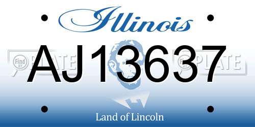 AJ13637 Illinois License Plate