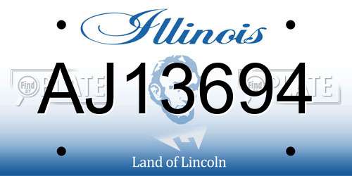 AJ13694 Illinois License Plate