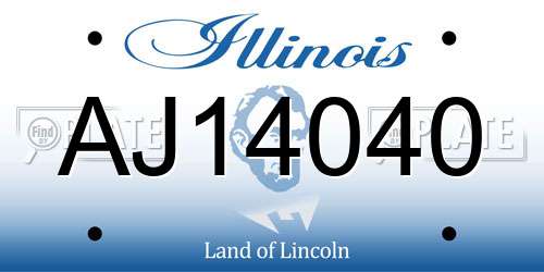 AJ14040 Illinois License Plate