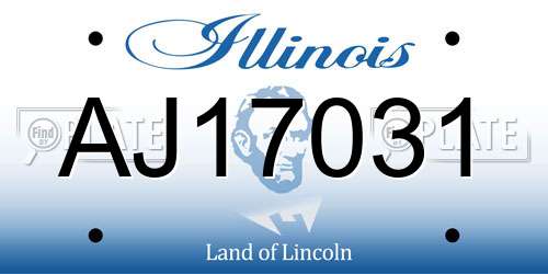AJ17031 Illinois License Plate