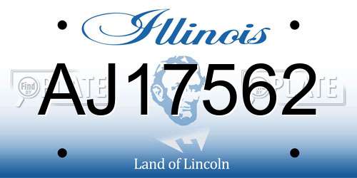 AJ17562 Illinois License Plate