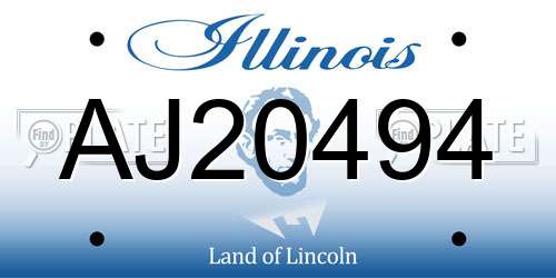 AJ20494 Illinois License Plate