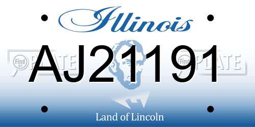 AJ21191 Illinois License Plate